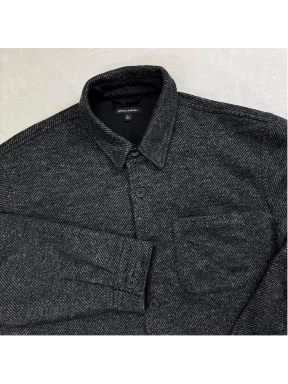 Men's Banana Republic Gray Herringbone Lightweight Shirt Jacket XL